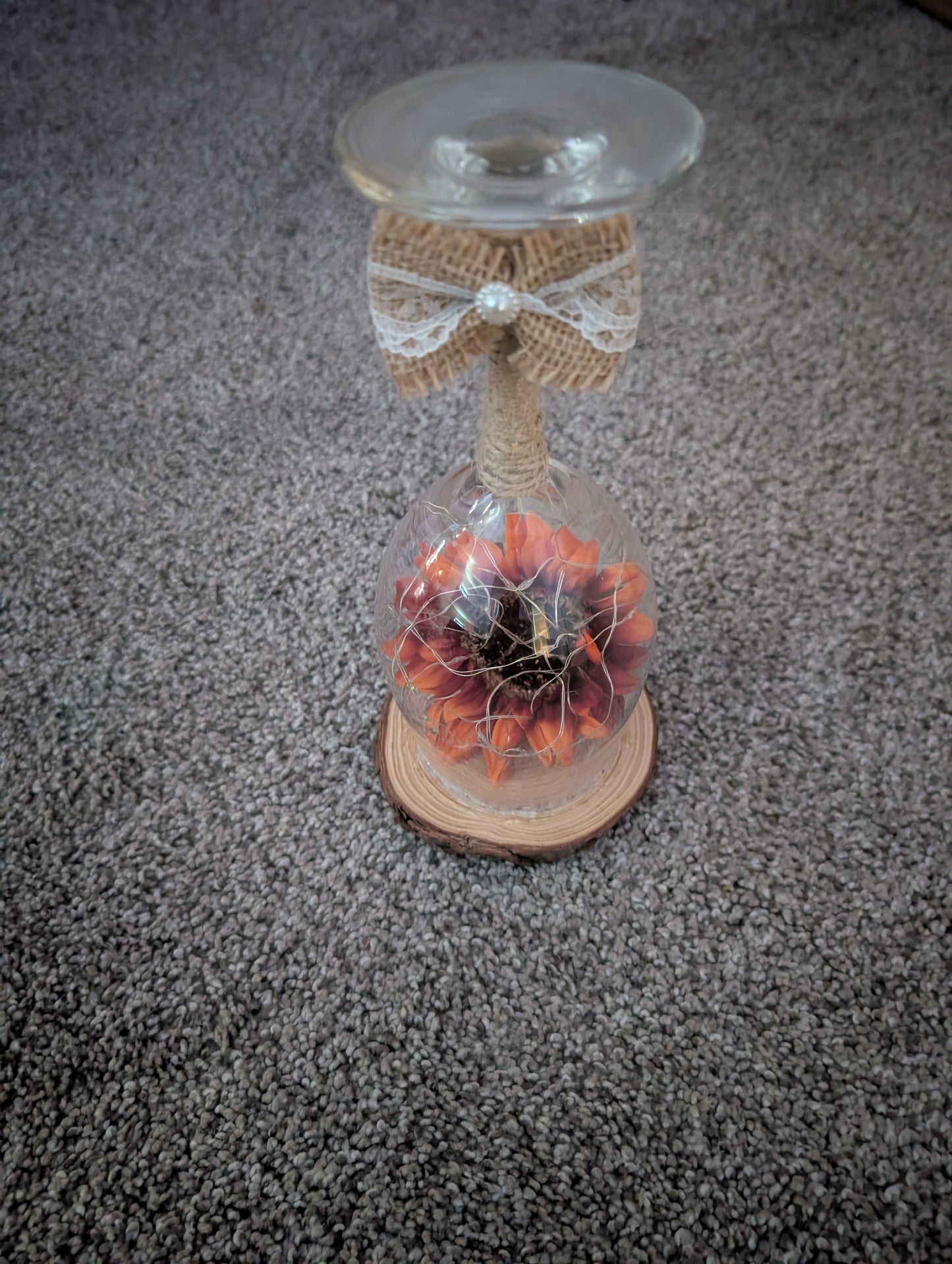 Sunflower glass globe with Lights