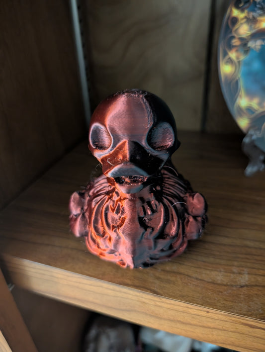Crimson Skeleton Duck Figurine