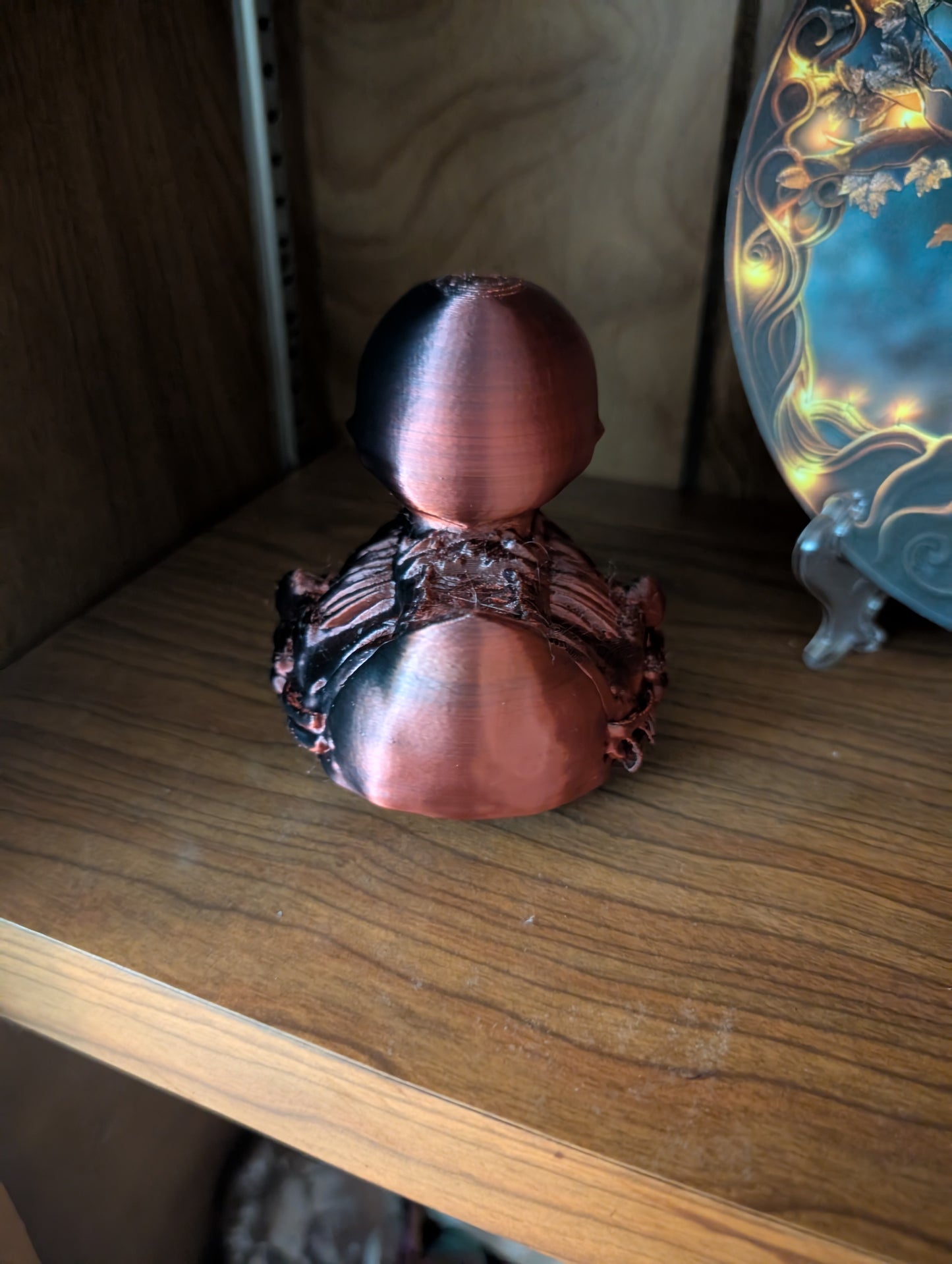 Crimson Skeleton Duck Figurine